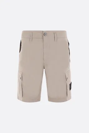 logo patch stretch cotton cargo short pants