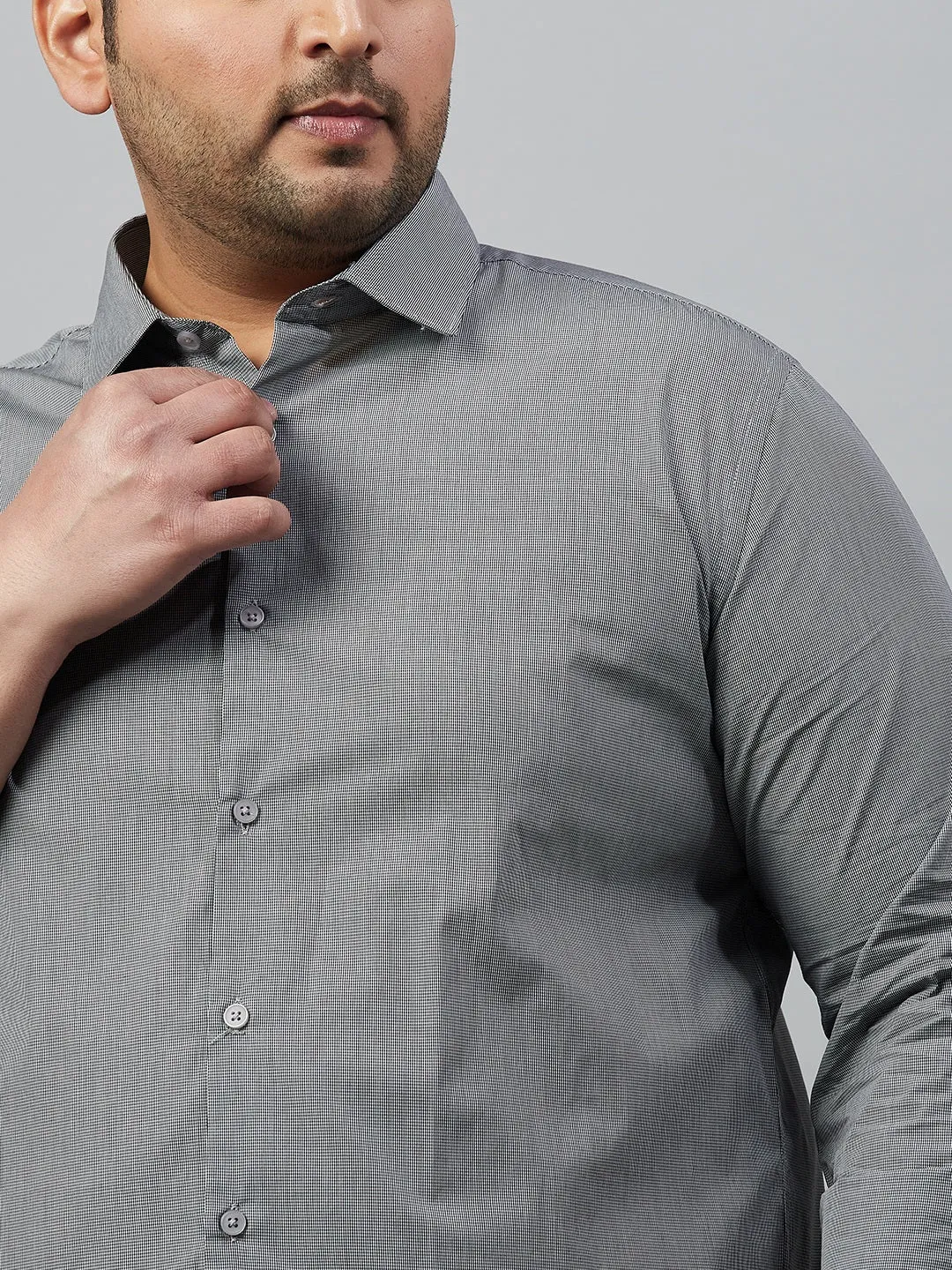 Men Checked Black Smart Shirt