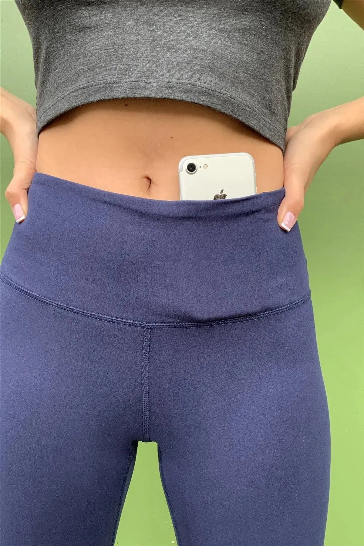 Violet Blue High Waist Thigh Pocket Detail Tight Fit Soft Yoga & Work Out Legging Pants /1-2-2-1